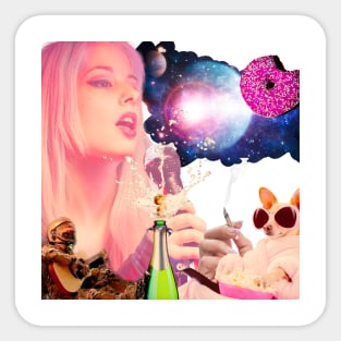 Cosmic Pop Diva: Singing Champagne in the Universe Sticker